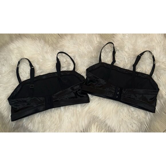 2 Aerie Shiny Bandeau Bralettes Bras Unlined Wire Free Womens S Small Black - Picture 3 of 5